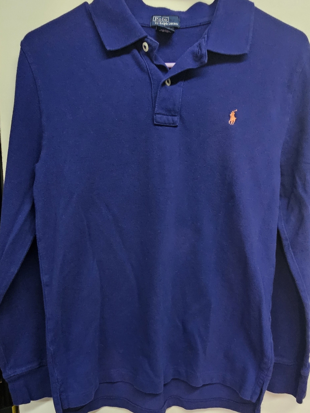 Ralph Lauren Men’s Long-Sleeve Polo - Deep Blue with Orange Logo
